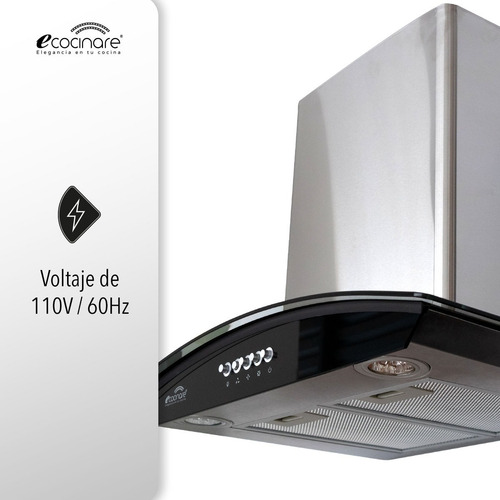 Imagen 4 de 9 de Campana De Cocina 60cm Para Pared Extractora Y Purificadora