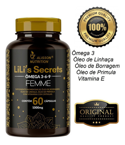 Omega Mulher 3 6 9 Óleo Linhaça Borragem Primula Vitamina E Sabor Sem Sabor