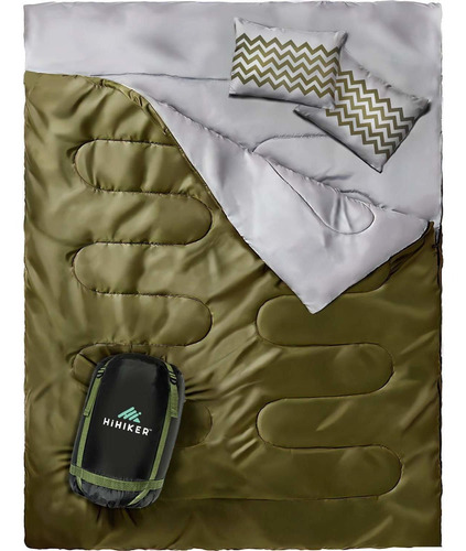 Doble Saco Dormir Tamaño Queen Xl Para Camping Senderismo 2