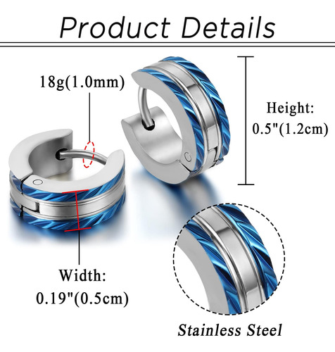Aroncent Acero Inoxidable 3-8 Pares De Aretes De Aro Para Ho
