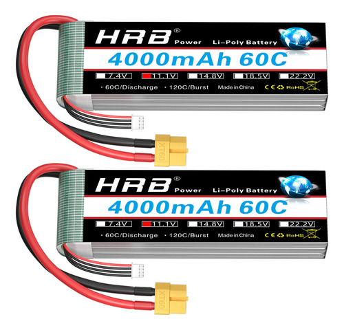 Hrb 3s 4000mah Lipo Bateria Xt60 11.1v Lipo Bateria 60c Rc L