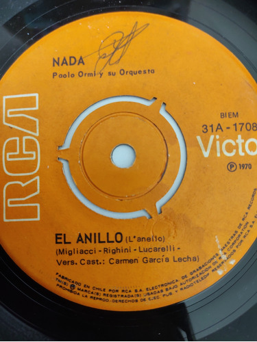 Vinilo Single De Nada  --el Anillo ( U141