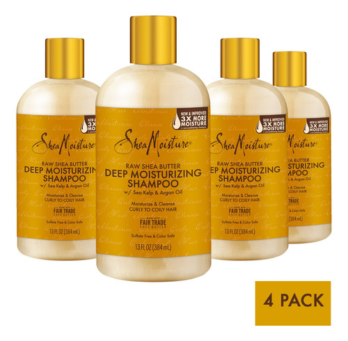  Shea Moisture Shampoo Raw Shea Butter 4 Pack 384ml