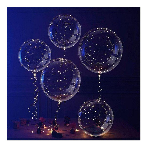 Balão Bubble Nº20 Com Led Decoração Aniversário Casamento Cor Branco