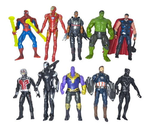 Colección De 10 Figuras Articuladas De Avengers 16cm 