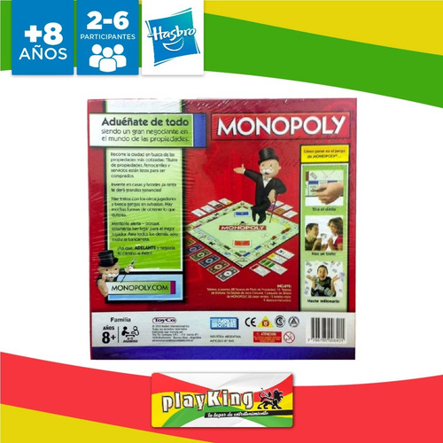 Imagen 5 de 10 de Monopoly Familiar Hasbro Compacto Juego De Mesa Playking