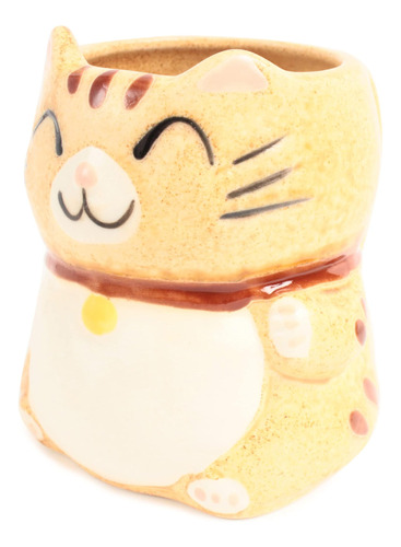 Taza De Cerámica Japonesa Mino Ware Manekineko Cat Fabricada