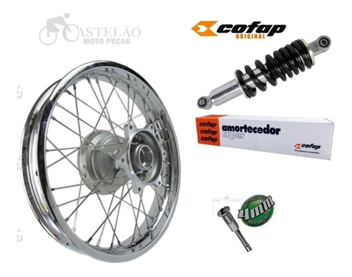 Roda Traseira Nxr Bros 125-150-160 4mm + Amortecedor Cofap