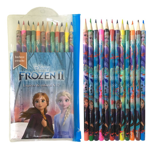 Set X 12 Lapices Colores Frozen Ii +estuche New 7967 Bigshop