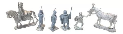 6 Figuras D Plomo Para Pintar Miniaturas Metal Caballo A Pie