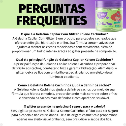 Gelatina Capilar Com Glitter Kolene Cachinhos 500g