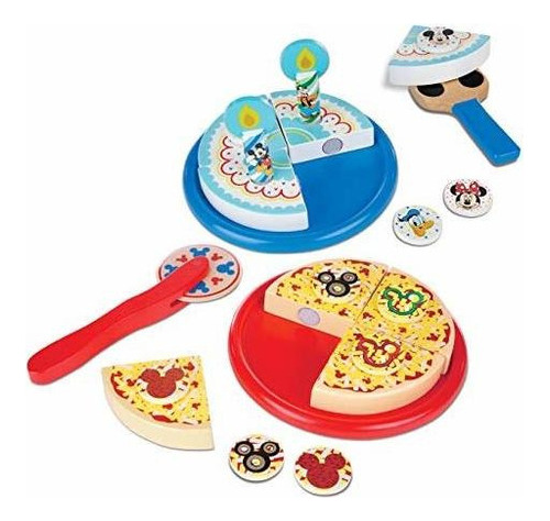 Juego De Pizza De Madera Y Pastel De Cumpleaños