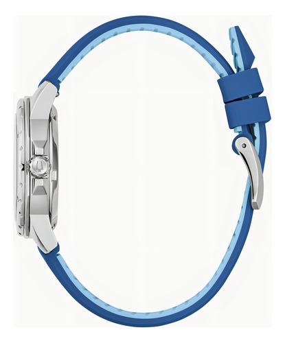 Relógio Bulova Marine Star Ladies Series A 96l324, pulseira azul, moldura prateada, fundo prateado