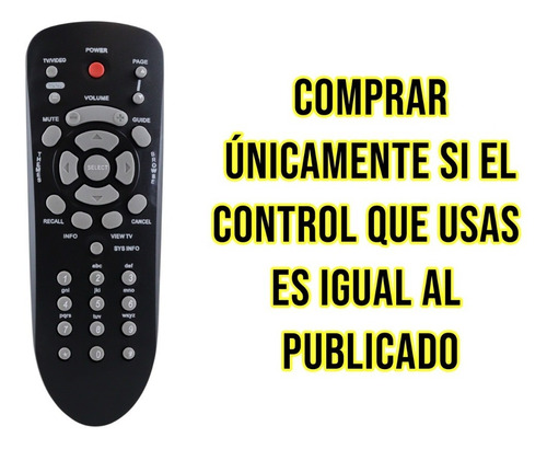 Imagen 2 de 10 de Control Para Dish Negro Modelo Dish