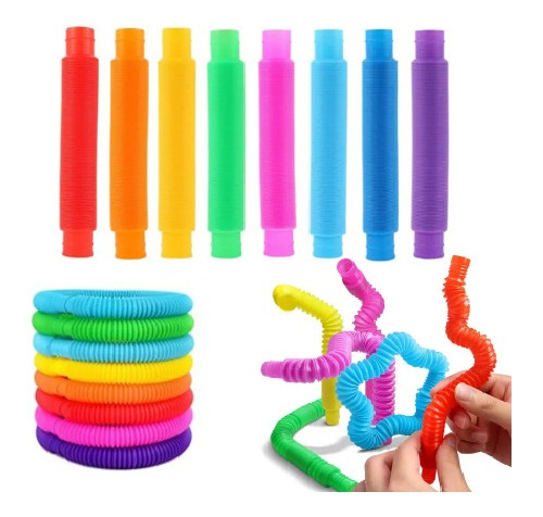 Tubo Pop De Colores Juguete X8 Para Niños