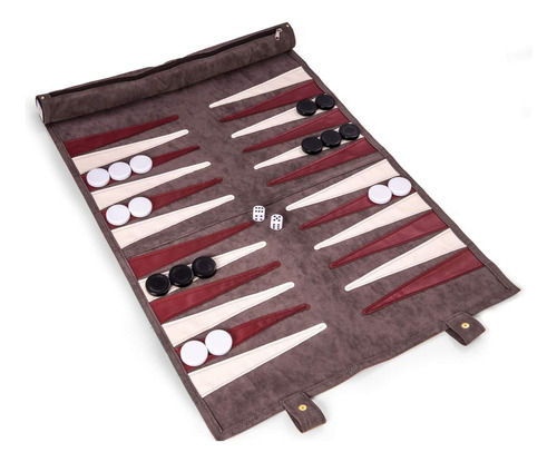 Juego De Viaje De Backgammon Enrollable De Gamuza Gris Bey-b