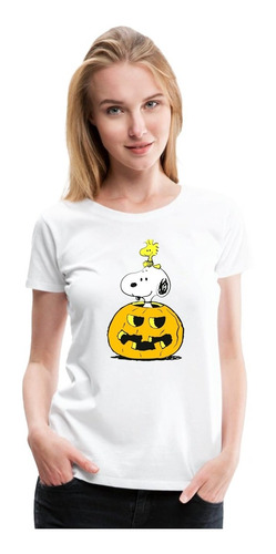 Polera Halloween Calabaza Snoopy Perrito Pumpkin Mujer/niña