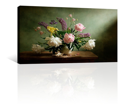 Cuadro Decorativo Bodegones Canvas Hermosas Peonias En Vaso