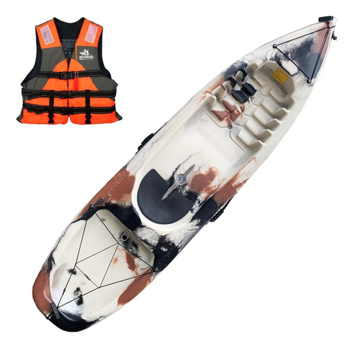 Kayak Pinguim 1 Plz Resistente Estable + Chaleco Aventureros Color Camo Arena