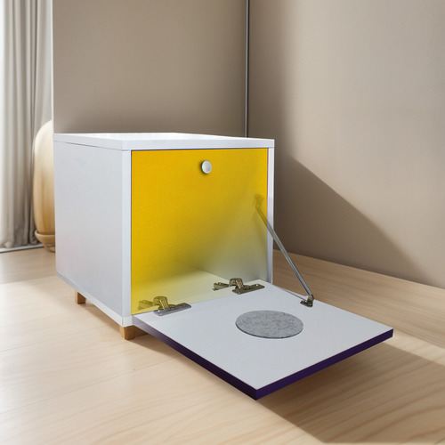 Buro Flotante Recamara Mdf Luz Led Ensamblado Amarillo