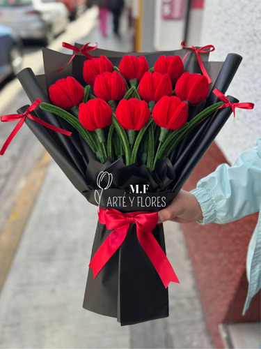 Ramo De Tulipanes Eternos De Limpiapipas Rojos 10 Piezas