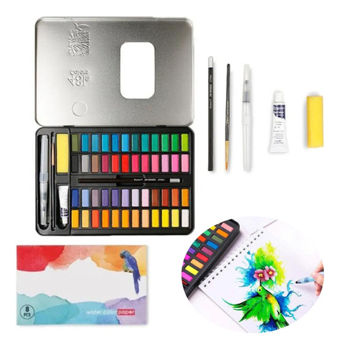 Kit De Pintura De Acuarela De 48 Colores Con Pincel