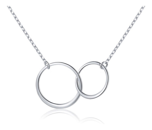 Collar Con Colgante De Dos Círculos Infinitos Entrelazados +