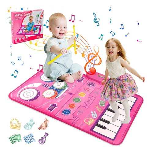 Alfombrilla De Musicales De Piano Para Niños, 2-in-1 Tapete