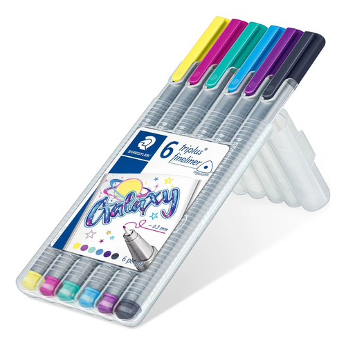 Estojo Caneta Triplus Fineliner Staedtler C/6 Cores Galaxia