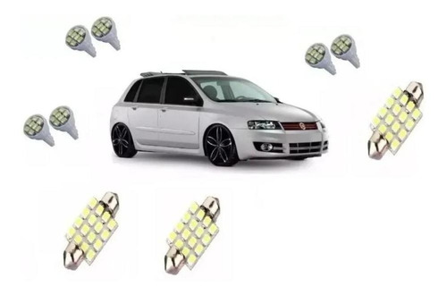 Kit Lampada Led Fiat Stilo 2005 A 2008 Pingo Placa Teto