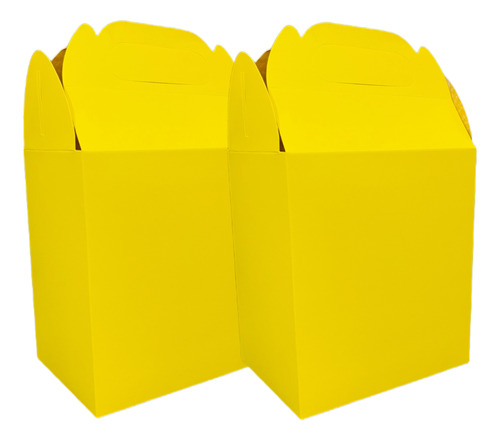 30 Cajas Dulceros Color Amarillo Fiesta Carton Aguinaldos