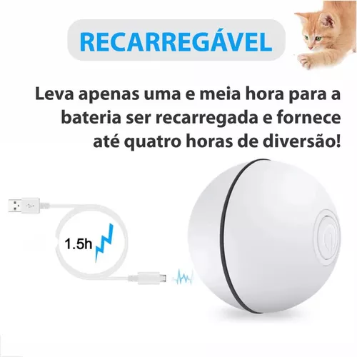 Bola de Brinquedo Interativa para Gatos com Luz Led Bola Giratória  Automática de 360 Graus Interativa Recarregável Por Usb