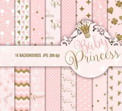 Kit Imprimible Baby  Princesa 16 Fondos Ver Promo En Descrip