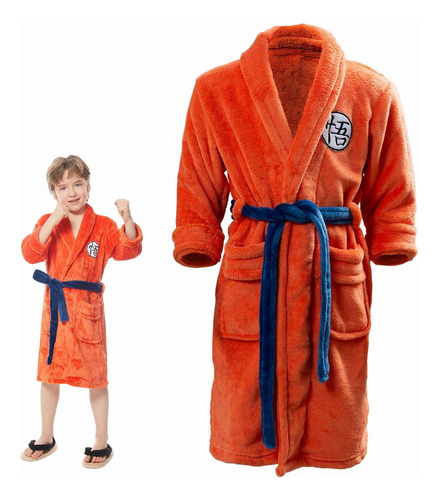 Pacreck Bata De Baño Para Niños, Disfraz De Cosplay De Goku, Bata De Franela De Anime, Kimono Para Niños, Albornoz Para Niños