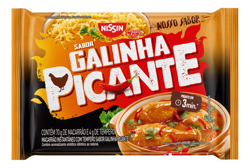 Macarrão Instantâneo Lámen Galinha Picante Nissin Miojo Nosso Sabor Pacote 74g