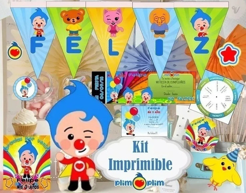 Kit Imprimible Payaso Plim Plim Circo Decoración S72