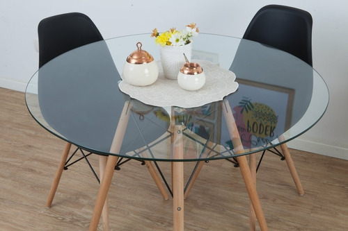 Comedor Eames De 100 Cm Cristal Con 4 Sillas - De Remate!