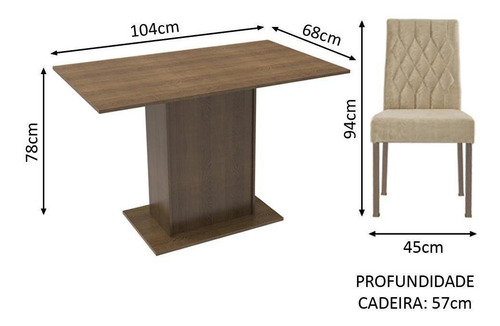 Juego de Comedor con Mesa y 2 Sillas Madesa Tainá Color Marrón/Imperial