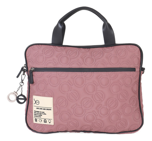 Bolsa Para Mujer Cloe Porta Laptop 15 PLG Bordado Monograma Color Rosa