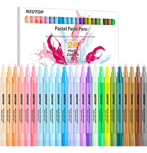 Acrylic Paint Pens For Rock Painting, 24 Pastel Colors Paint