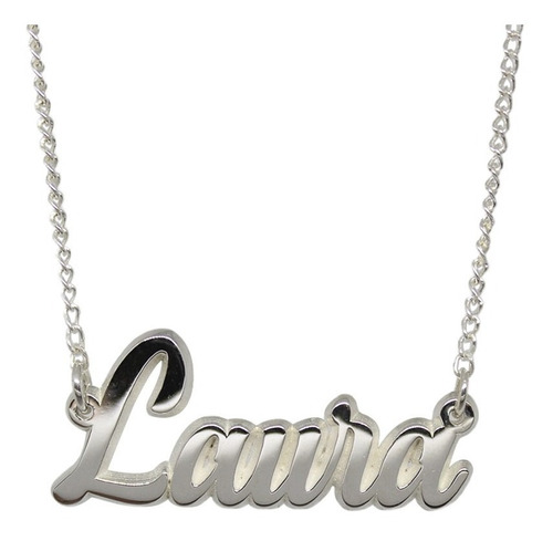 Collar Con Dije De Nombre Laura En Plata Ley .925