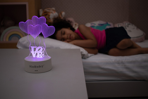 Luminária De Mesa 3d Kababy Love Cúpula Branco Estrutura Branco 127V
