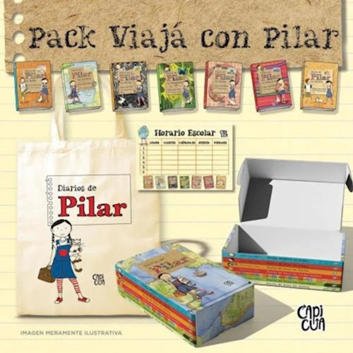 Pack 7 Libros Diario De Pilar En Estuche + Bolsa Regalo