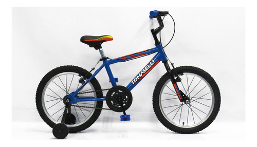 Bicicleta bmx niños infantil Tomaselli Kids R16 frenos v-brakes color azul con ruedas de entrenamiento  