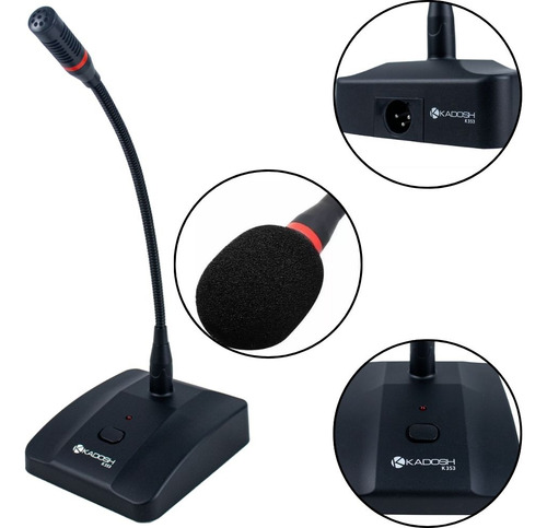 Microfone Kadosh Gooseneck De Mesa Com Base K-353 60 Cm