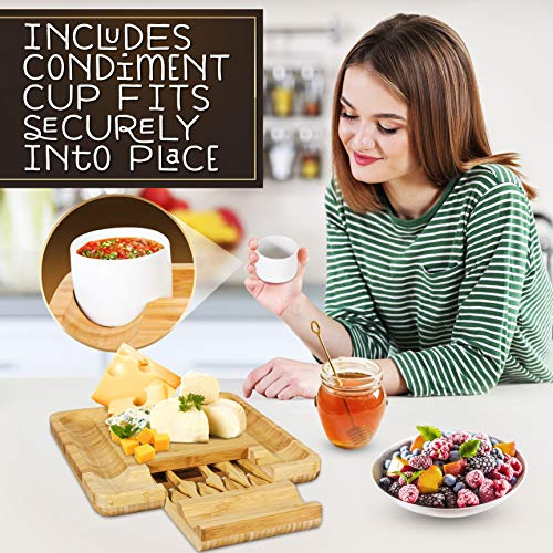 Tabla De Quesos De BambĂș Natural Nutrichef Con Taza De Condi