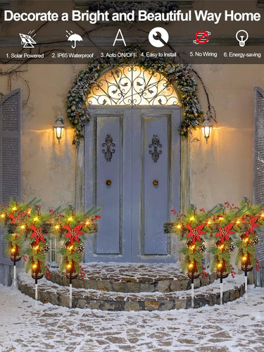 Paquete De 2 Decoraciones Navideñas, Luces Solares De Estaca
