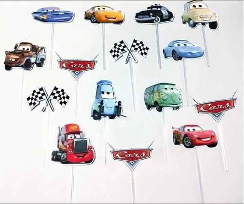 Pack 15 Toppers Para Cupcakes Muffins Cars Rayo Mcqueen Mate