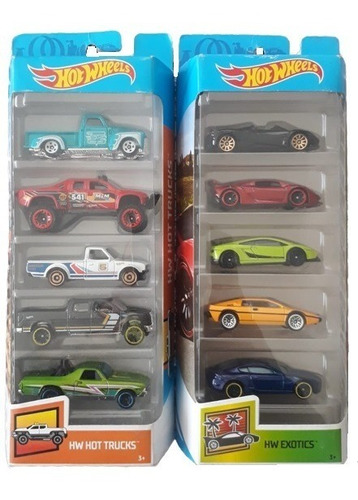 Pack 5 Carros:  Exotics 2019 Y Hw Hot Trucks 2019