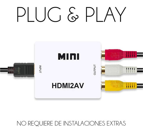 Mini Adaptador Convertidor Señal Rca - Hdmi 1080p 720p Tv